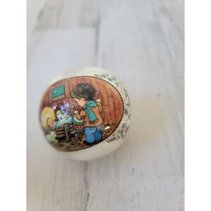 Baby Jesus born AS IS nativity scene satin ball ornament Xmas decor